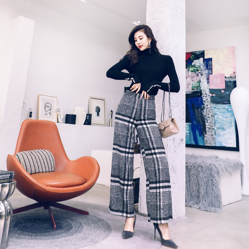 休閑名媛女秋冬裝套裝2018新款長袖毛衣寬松闊腿褲時尚兩件套潮