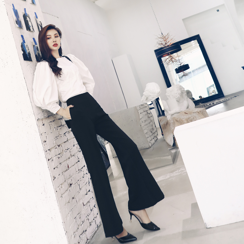 秋裝垂感針織闊腿褲2018新款女神休閑套裝女夏時尚長袖上衣兩件套