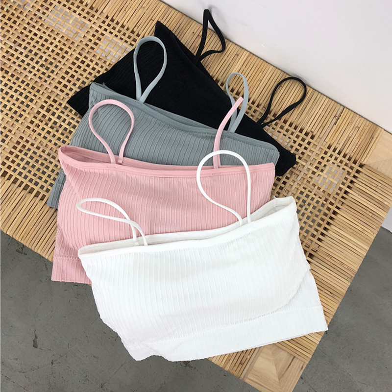 春夏女裝韓版無鋼圈帶胸墊細肩帶抹胸吊帶裹胸打底小背心內衣上衣