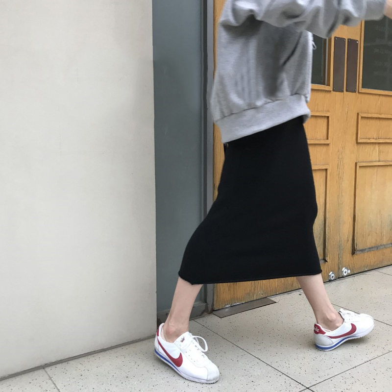 韓版時尚休閑套裝秋季連帽寬松套頭衛衣外套+針織半身裙兩件套女