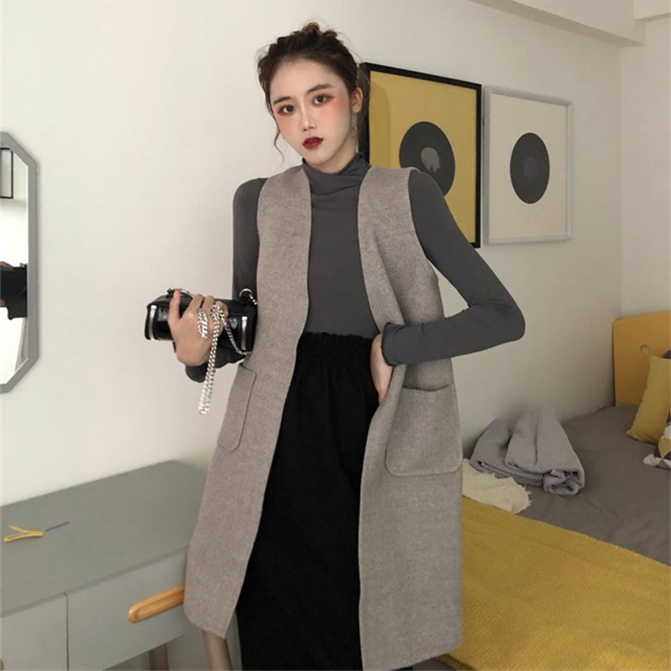 女神套裝秋時尚修身中長款馬甲外套長袖打底衫半身裙氣質三件套潮